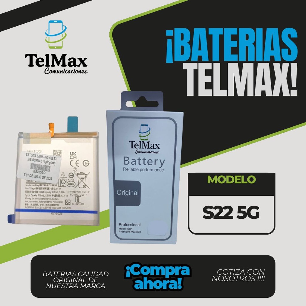 BATERIA PARA SAM S22 5G (EB-BS901ABY) (Original)