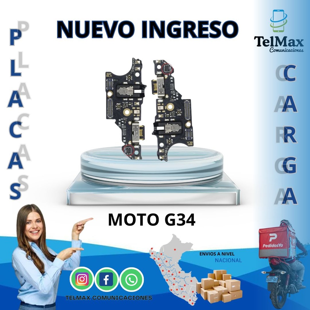 PLACA DE CARGA PARA MOTO G34