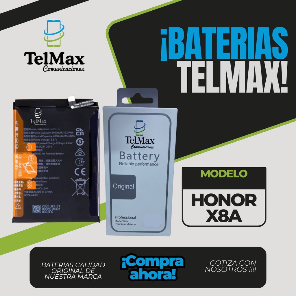 BATERIA PARA HONOR X8A / X8B/ 90 LITE (HB416594EGW)(Original)
