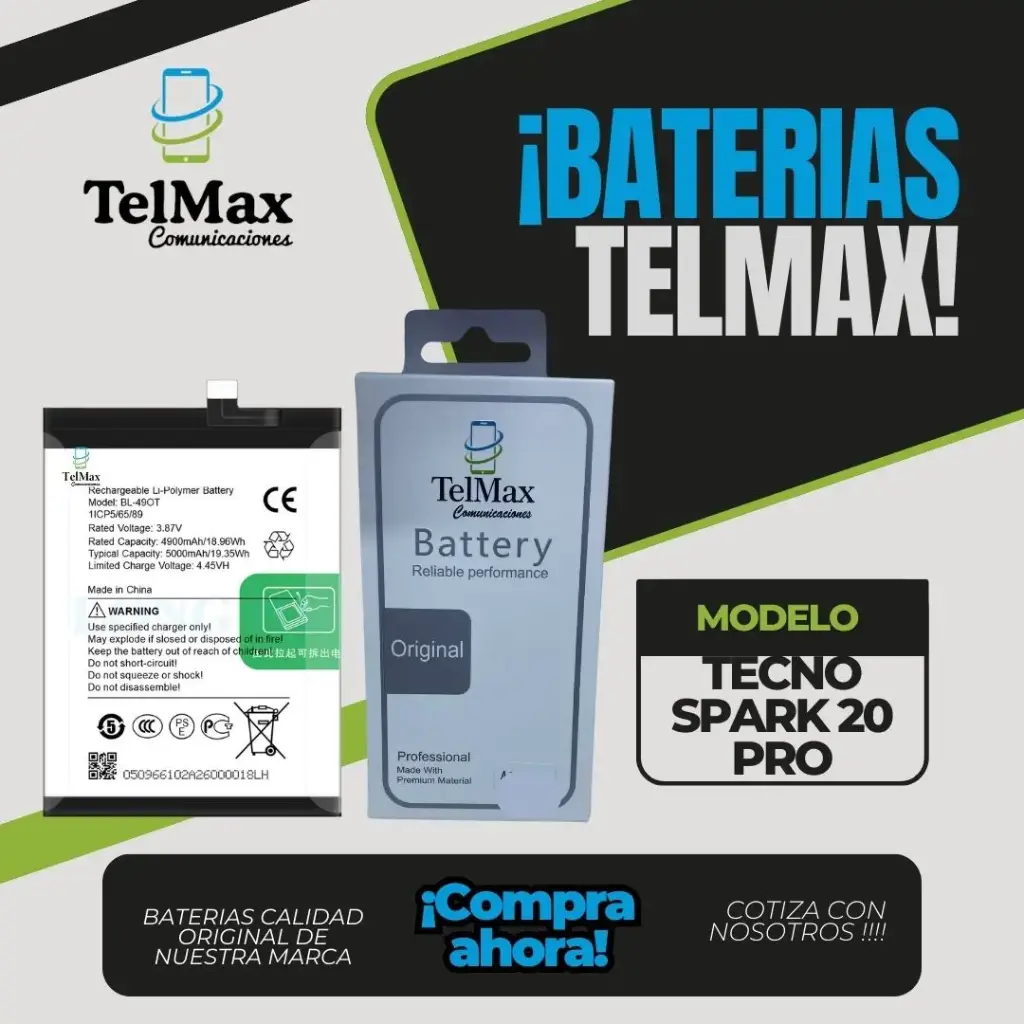 BATERIA PARA TECNO SPARK 20 PRO (BL-49JT) (Original)