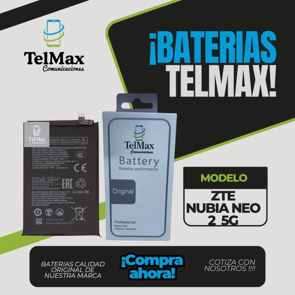 BATERIA PARA ZTE NUBIA NEO 2 5G (Li3959T45P8HA26650) (ORIGINAL)