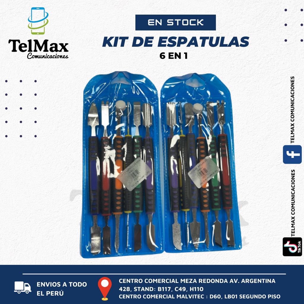 KIT DE ESPATULAS AIDA PARA DESARMAR CELULARES 6 EN 1