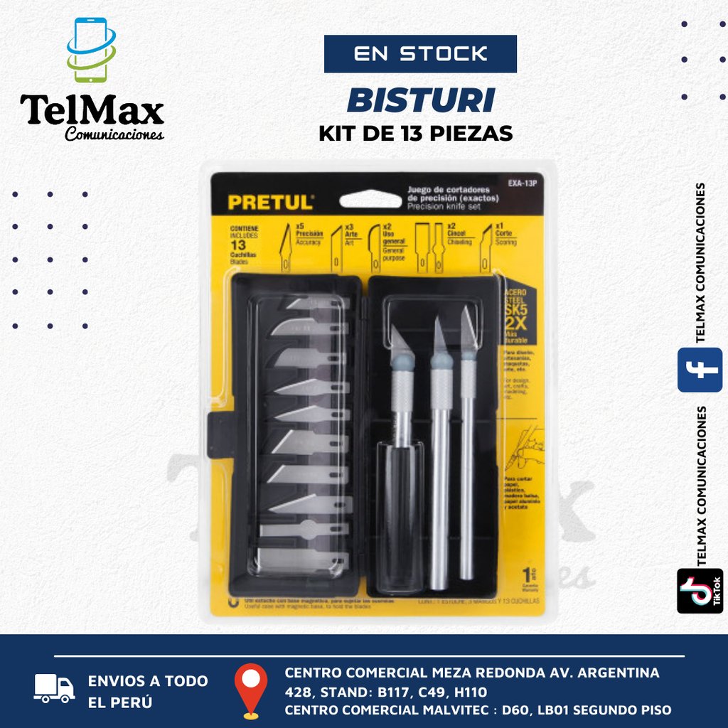 KIT DE BISTURI DE 13 PIEZAS