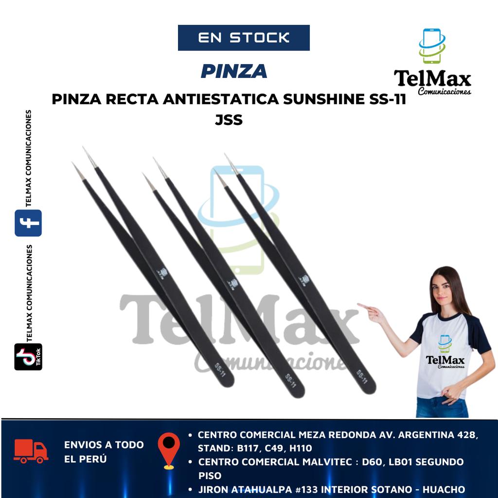 PINZA RECTA ANTIESTATICA SUNSHINE SS-11 JSS