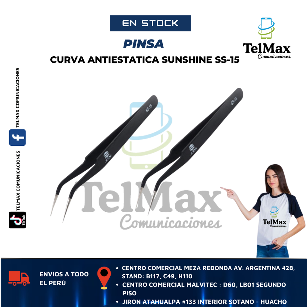 PINZA CURVA ANTIESTATICA SUNSHINE SS-15