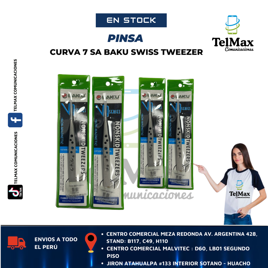 PINZA CURVA 7 Sa BAKU SWISS TWEEZER