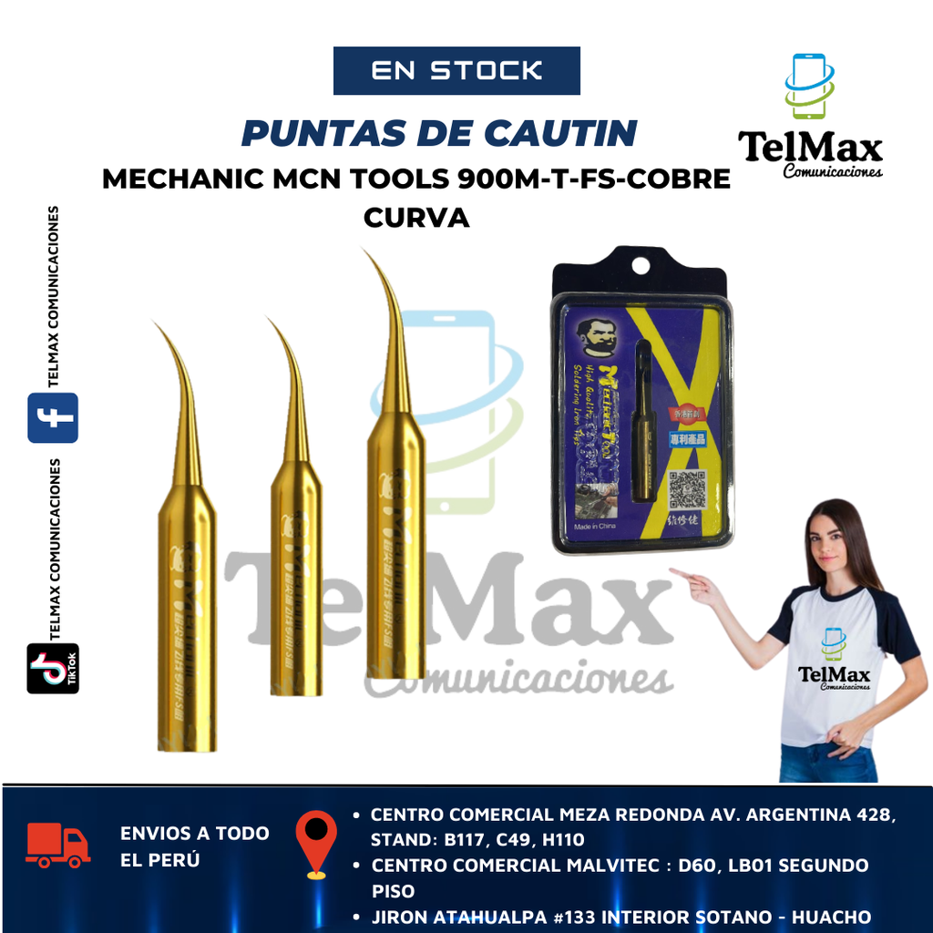PUNTA CAUTIN MECHANIC MCN TOOLS 900M-T-FS-COBRE CURVA