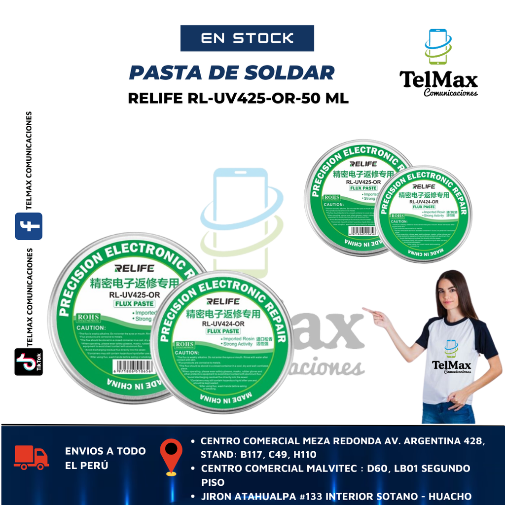 PASTA DE SOLDAR RELIFE RL-UV425-OR-50 ML