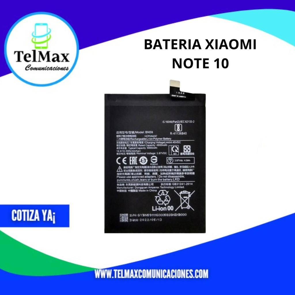 BATERIA XIAOMI NOTE 10 4G/ NOTE 10S/ POCO M5S (BN59)