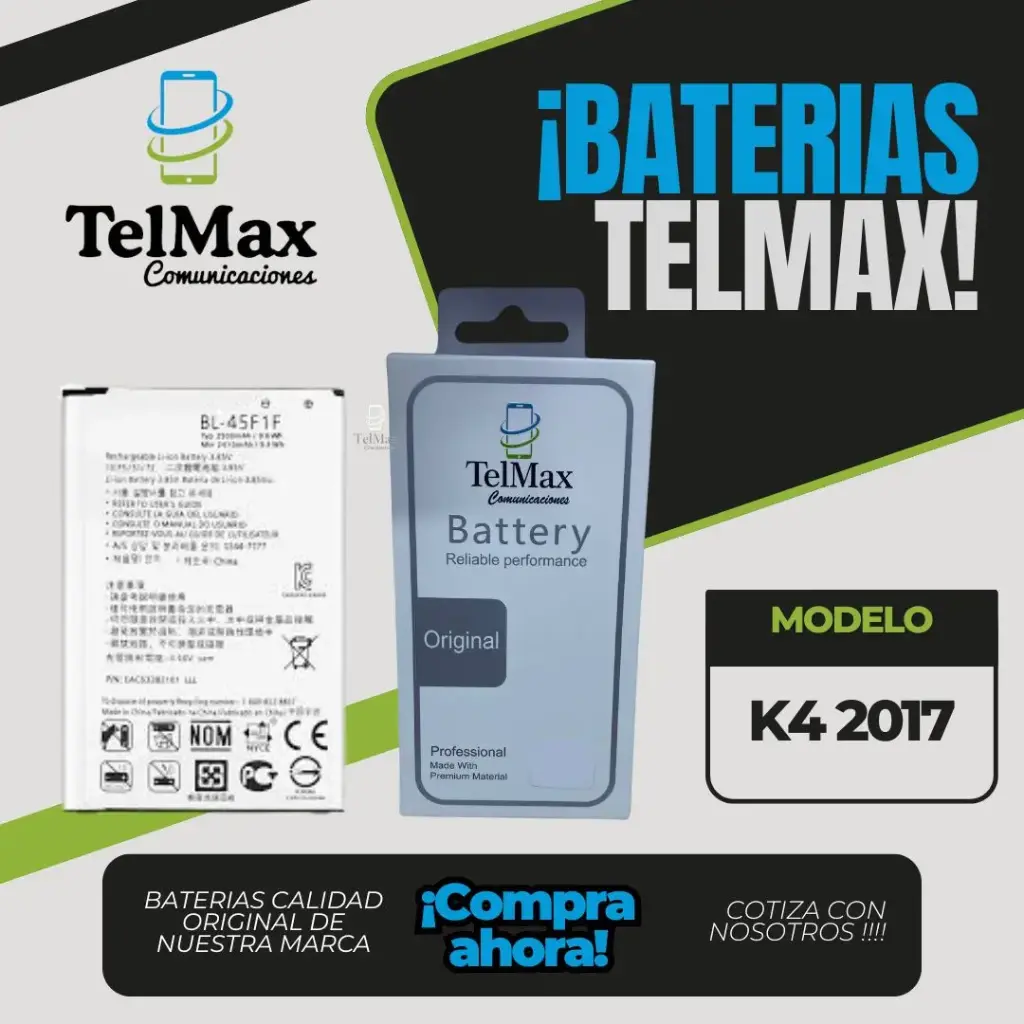 BATERIA PARA LG K4 2017 / K8 2017 7 K9 (BL-45F1F)