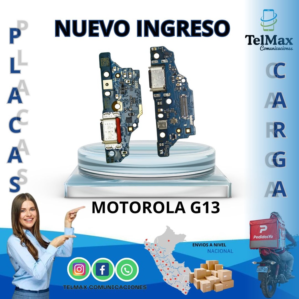 PLACA DE CARGA PARA MOTO G13