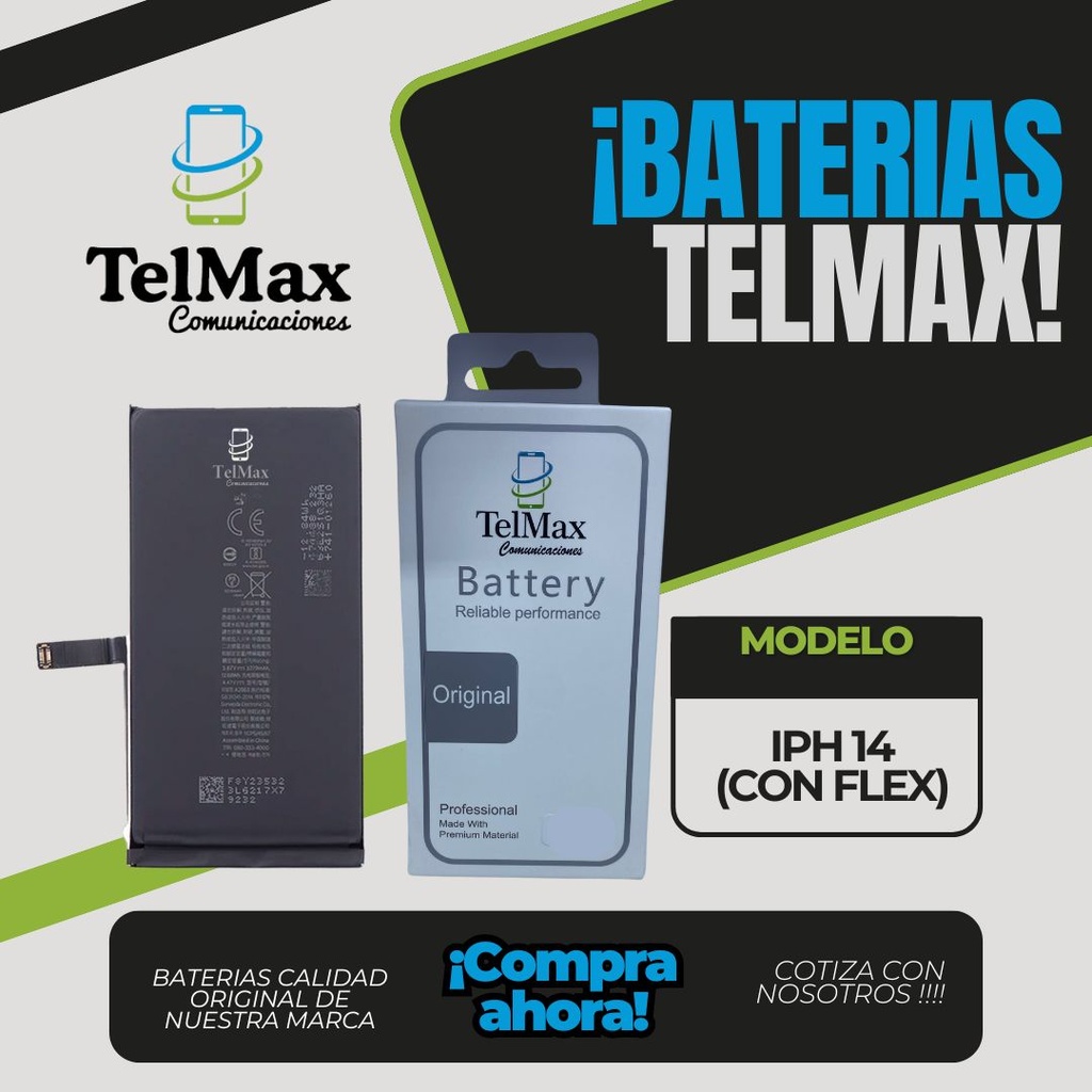 BATERIA IPHONE 14  (CON FLEX)(Original)