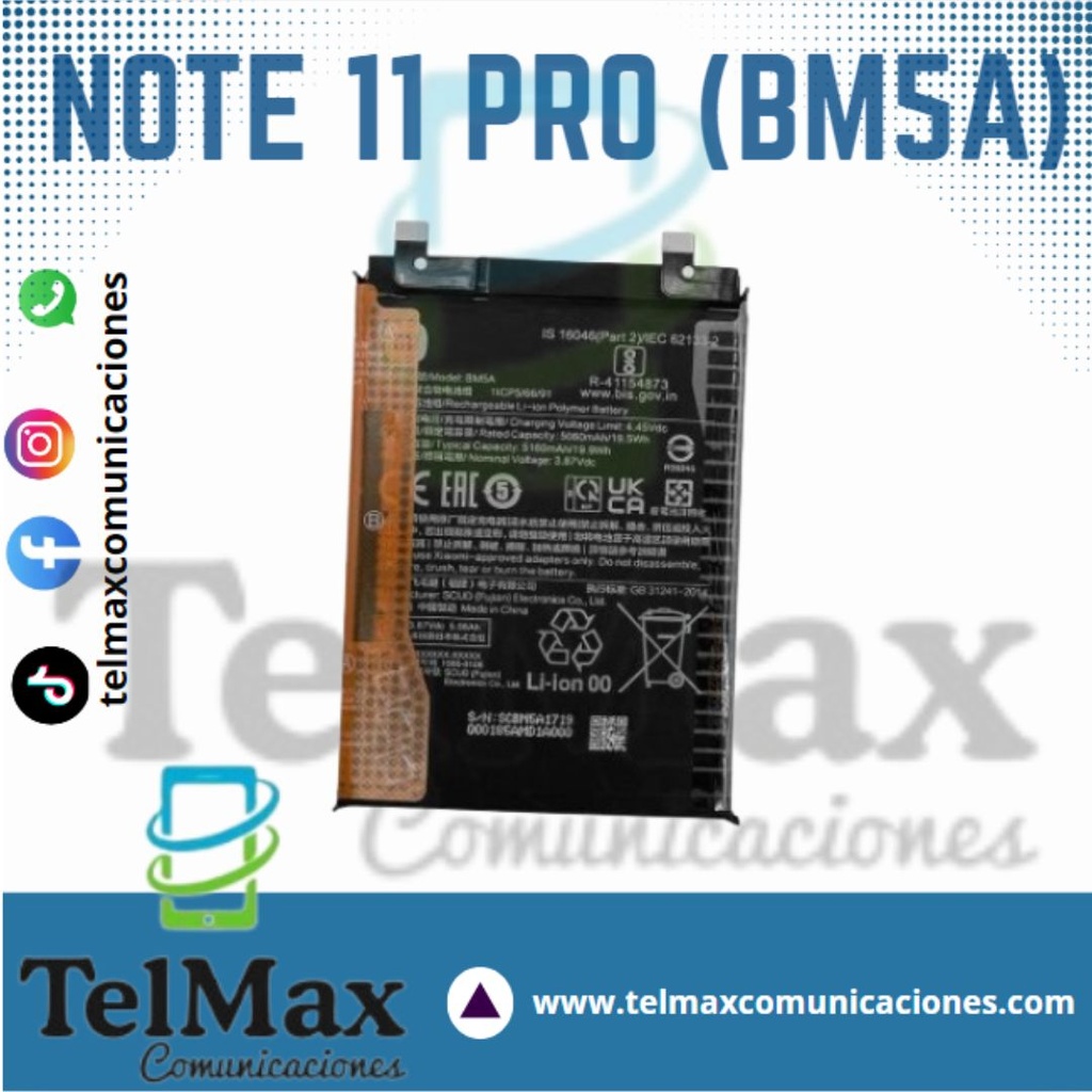 BATERIA XIAOMI NOTE 11 PRO 4G (BM5A) (Original)
