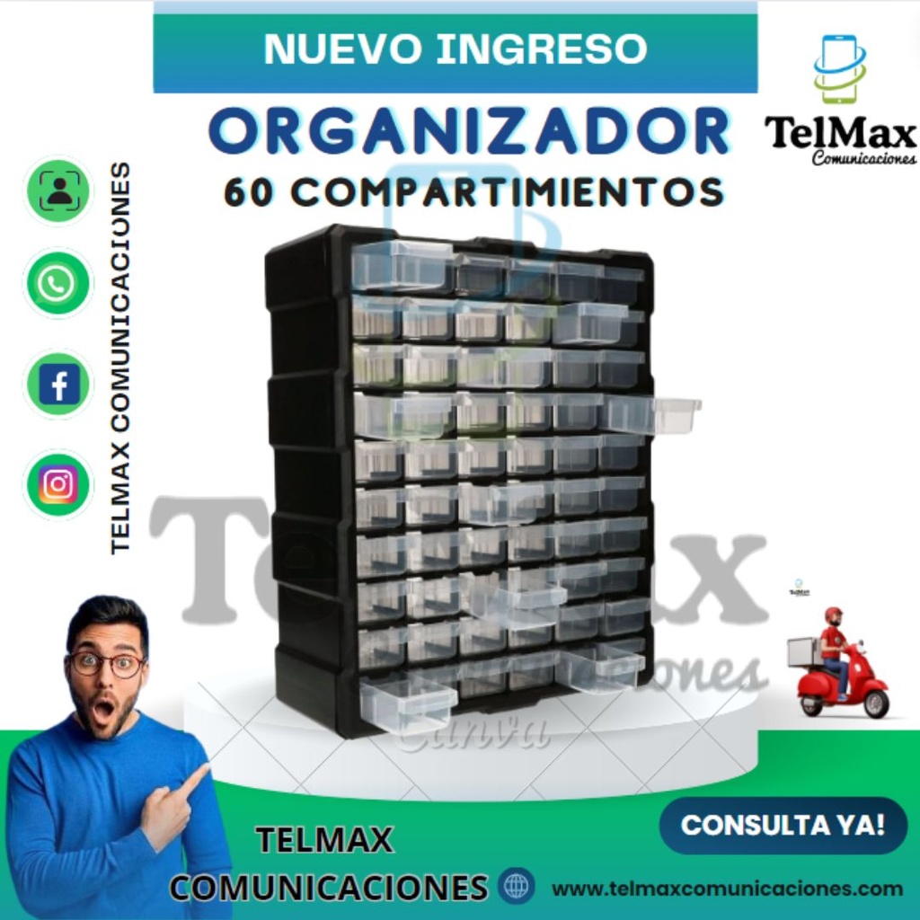 ORGANIZADOR DE 60 COMPARTIMIENTOS (38x16x47cm)