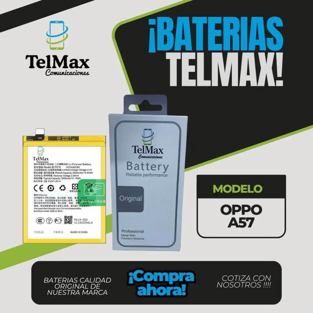 BATERIA PARA OPPO A57 (BLP619) (AAA)