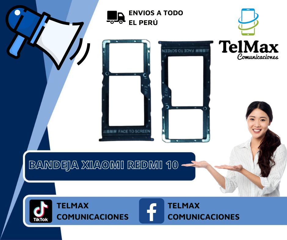 BANDEJA PARA XIA REDMI 10 (Corta)(Negro)