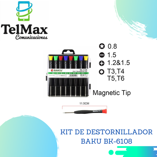 [KDBK6108] KIT DE DESTORNILLADOR BAKU BK-6108 8 EN 1