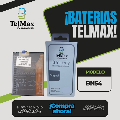 [BTXNT9O] BATERIA PARA XIA NOTE 9/ REDMI 9 (BN54)