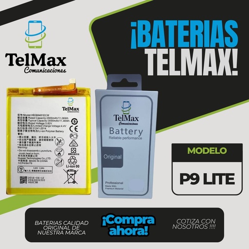 BATERIA HUAWEI P9 LITE/ P9 / Y7 2018/ P8 LITE 2017/ P20 LITE/ Y6 2018/ HONOR 8/P9 LITE 2017/P10 LITE/PSMART 2018