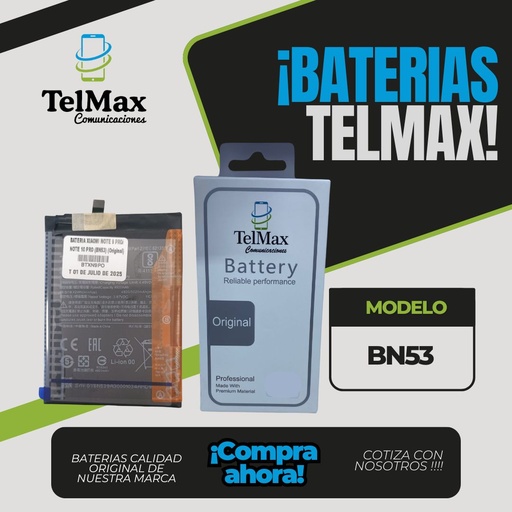 BATERIA PARA XIA NOTE 9 PRO/NOTE 10 PRO/POCO M2 PRO/ (BN53)