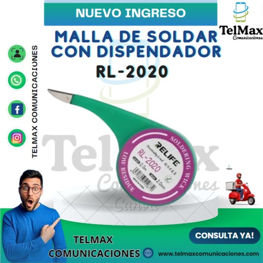 [MSDR2020] MALLA DE SOLDAR CON DISPENDADOR RELIFE RL-2020