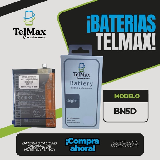 [BXRN11] BATERIA XIAOMI REDMI NOTE 11 4G/ NOTE 11S/ NOTE 12S/ M4 PRO 4G (BN5D) (Original)