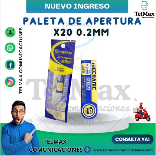 [PAMX2002] PALETA DE APERTURA MECHANIC X20 0.2MM