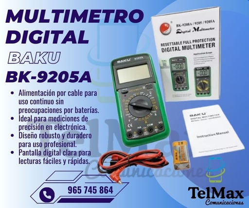[MDB9205A] MULTIMETRO DIGITAL BAKU BK-9205A