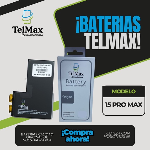 [BI15PMSCO] BATERIA IPHONE 15 PRO MAX (CELDA)(Original)