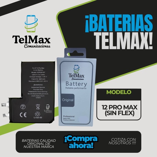 [BI12PMSCO] BATERIA IPHONE 12 PRO MAX (CELDA)(Original)