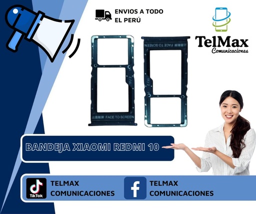 [BXR105G] BANDEJA PARA XIA REDMI 10 (Corta)(Negro)