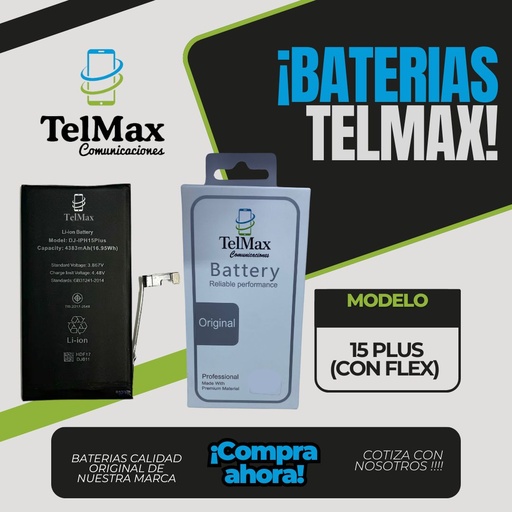 [BI15PCFD] BATERIA IPHONE 15 PLUS (CON FLEX) (DIAGNOSTICO
